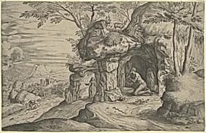 Landscape with Penitent Saints by Veronese 16th Century (possibly Battista Angolo del Moro)