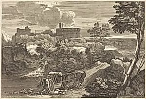 Landscape with Wagon by Sébastien Bourdon