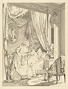Le contretemps by Francois-Nicolas-Barthelemy Dequevauviller after Nicolas Lavreince