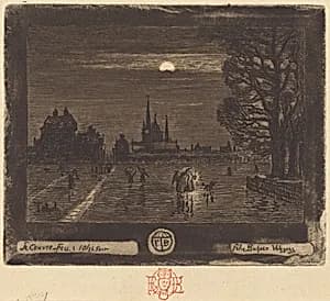 Le Couvre-Feu (The Curfew) [recto] by Félix-Hilaire Buhot