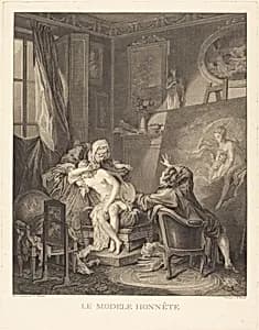 Le modèle honnête by Jean-Michel Moreau and Jean-Baptiste Blaise Simonet after Pierre-Antoine Baudouin