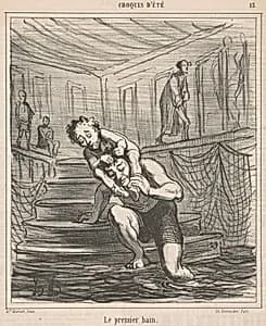 Le premier bain by Honoré Daumier