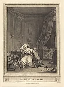 Le repentir tardif by Gerard Rene Le Vilain after Nicolas Lavreince