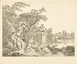 Les présents du berger by Louis-Simon Lempereur after François Boucher