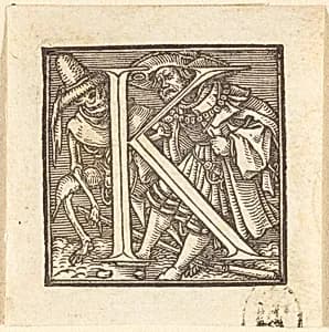 Letter K by Hans Lützelburger after Hans Holbein the Younger
