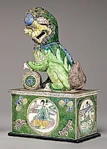 Lion on High Pedestal by Chinese Qing Dynasty
