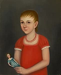 Little Girl with Doll by American 19th Century