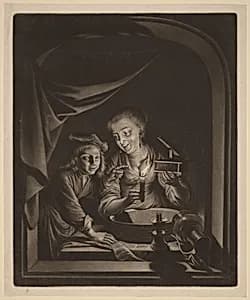 Maid with a Mousetrap by Nicolaas Verkolje after Gerrit Dou
