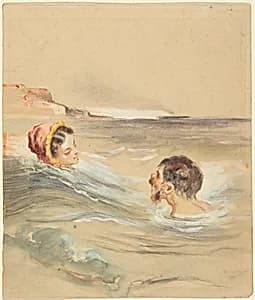 Male and Female Bathers by Alfred Grévin