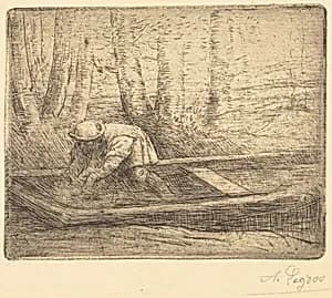 Man in Punt by Alphonse Legros