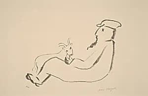 Man Seated with Goat by Marc Chagall