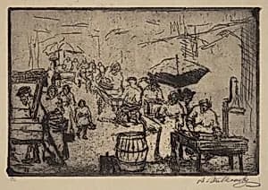 Market Scene by Abraham Walkowitz