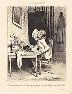 Monsieur Coquelet... partage son... déjeuner by Honoré Daumier