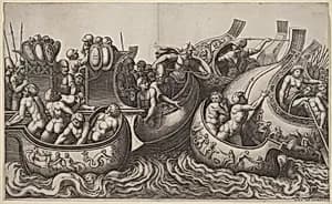 Naval Battle by Master of the Die after Giulio Romano