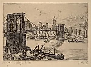 New York Brooklyn Bridge by George Briard
