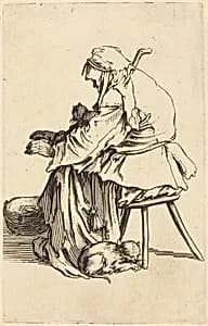 Old Woman with Cats by Jacques Callot