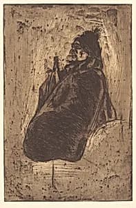 Old Woman with Umbrella by Edvard Munch