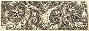 Ornament with Fantastic Satyr and Dolphins by Master IB