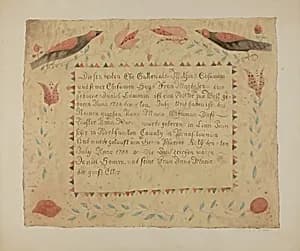 Pa. German Birth Certificate by Ethelbert Brown