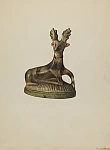 Pa. German Chalkware Deer by Mina Lowry