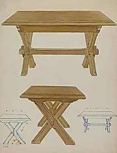 Pa. German Trestle Table by Lawrence Porth