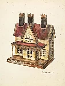 Painted Tin Toy Bank by John Hall