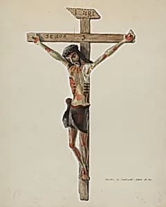 Painted Wooden Crucifix by Majel G. Claflin
