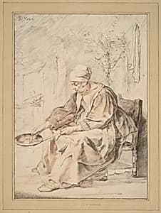 Pancake Woman by Cornelis Ploos van Amstel (editor) and Johannes Kornlein (printmaker), after Gabriel Metsu