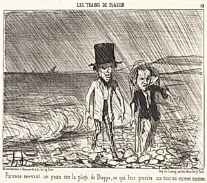 Parisiens recevant un grain... by Honoré Daumier