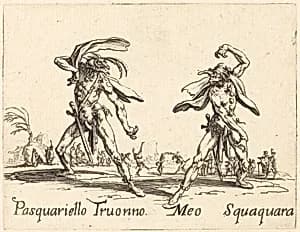 Pasquariello Truonno and Meo Squaquara by Jacques Callot
