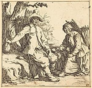 Peasant Couple at Rest by Jacques Callot