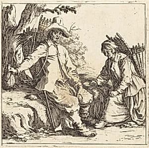 Peasant Couple at Rest by Jacques Callot