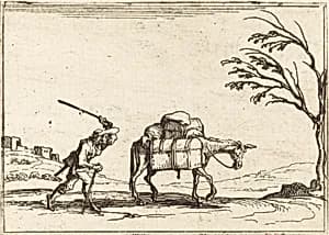Peasant Whipping his Donkey by Jacques Callot