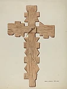 Penitente Cross, Carved Wood by Majel G. Claflin