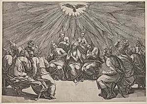 Pentecost by Gian Jacopo Caraglio after Raphael