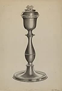 Pewter Lard Oil Lamp by Theodore Pfitzer