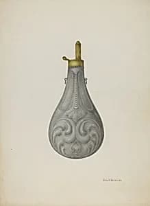 Pewter Powder Flask by George V. Vezolles