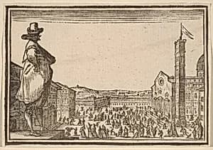 Piazza del Duomo, Florence by Edouard Eckman after Jacques Callot
