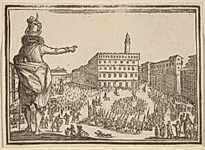 Piazza della Signoria, Florence by Edouard Eckman after Jacques Callot