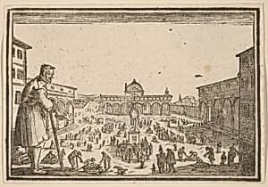 Piazza SS. Annunziata, Florence by Edouard Eckman after Jacques Callot