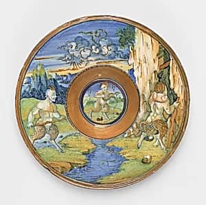 Plate with three Satyrs by Gubbio 16th Century