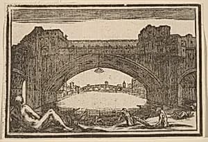 Ponte Vecchio, Florence by Edouard Eckman after Jacques Callot