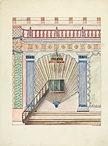 Pulpit and Wall Painting by Randolph F. Miller