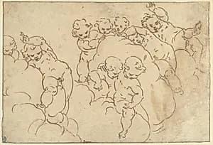 Putti in the Clouds by Italian 17th/18th century, after Luca Cambiaso