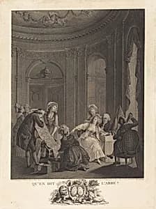 Qu'en dit l'Abbé? by Nicolas Delaunay after Nicolas Lavreince