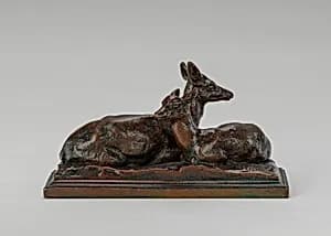 Reclining Doe and Deer by Antoine-Louis Barye