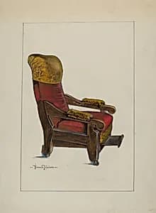 Red Plush Morris Chair by Florence Truelson