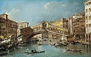 Rialto Bridge, Venice by Follower of Francesco Guardi