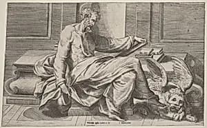 Saint Mark Writing His Gospels by Giulio Bonasone after Perino del Vaga