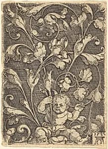 Scroll Ornament with Seated Child by Heinrich Aldegrever